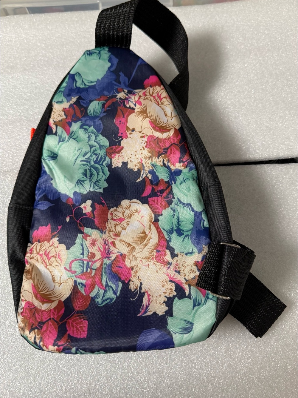 Floral Print Sling Bag - Navy, Pink & Mint
